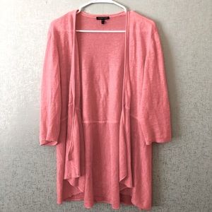 Eileen Fisher Coral Linen Open Cardigan